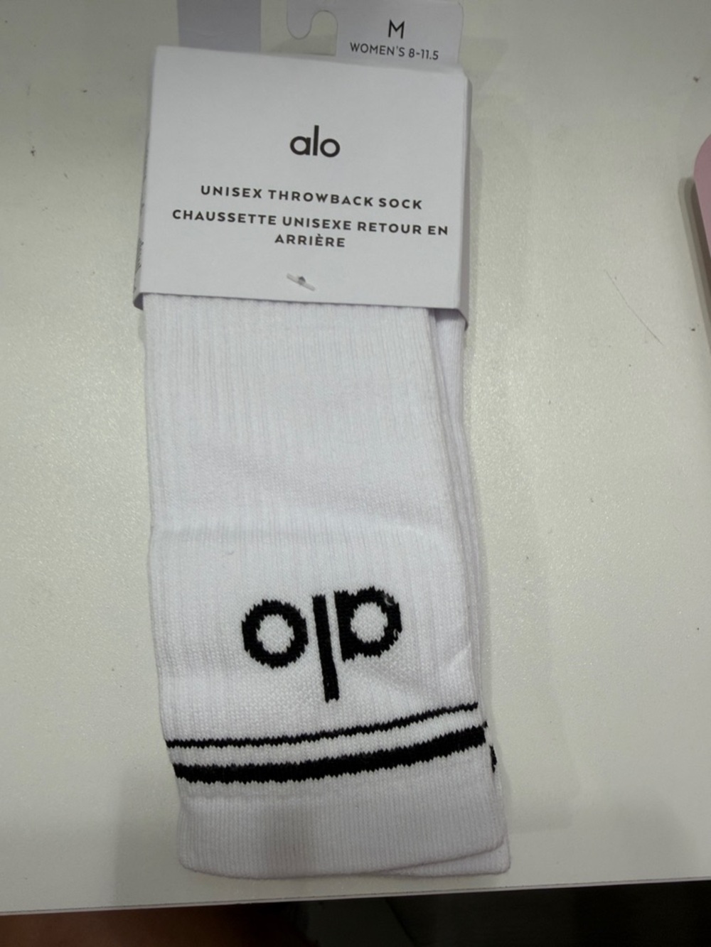 ALO Yoga White and Black Unisex Throwback Athletic Socks